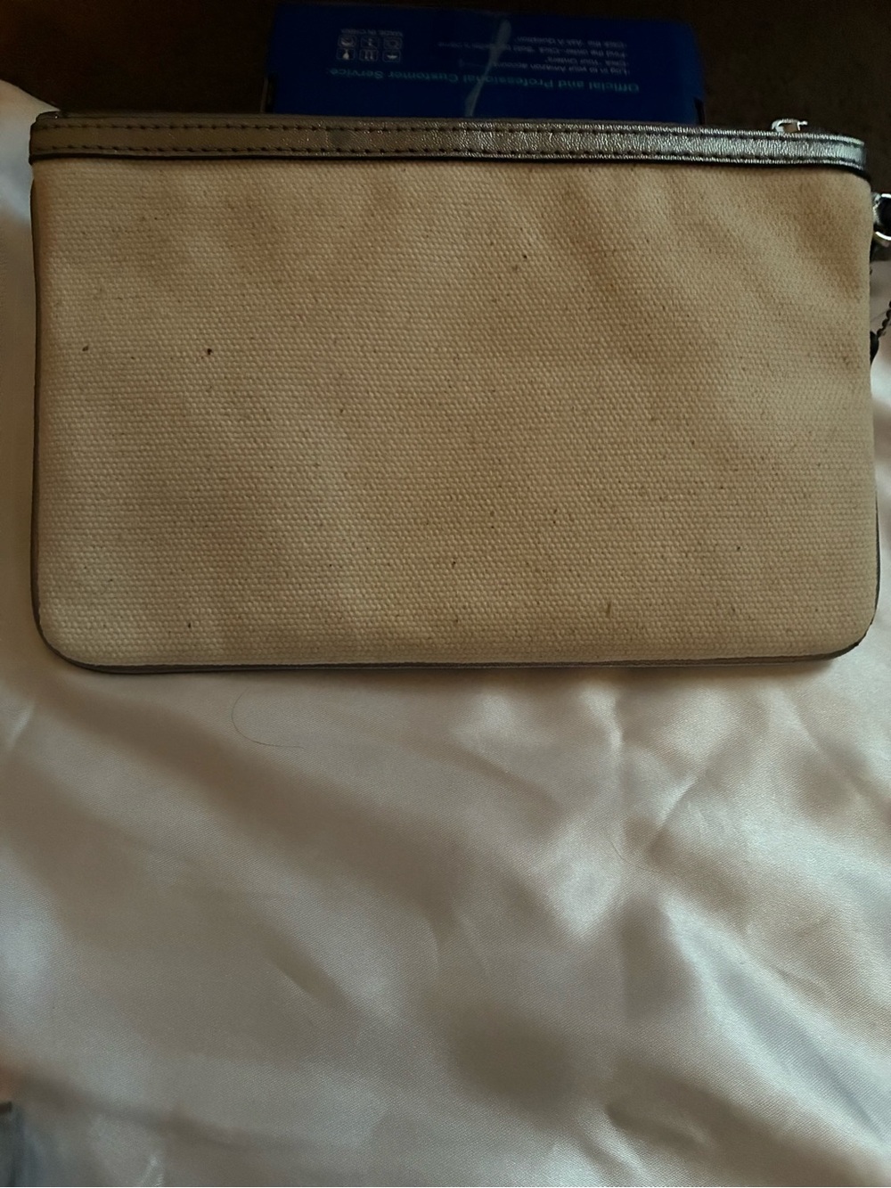 Coach Starfish Beach Wristlet Cream Teal Canvas Coastal Est 1941 Hangtag - Picture 3 of 6